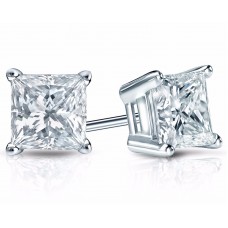 2.00 ct Princess Cut Cubic Zirconia 925 kt Silver Stud Earrings in Push Back 2.00 ct Princess Cut Cubic Zirconia 925 kt Silver Stud Earrings in Push Back