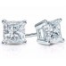 2.00 ct Princess Cut Cubic Zirconia 925 kt Silver Stud Earrings in Push Back