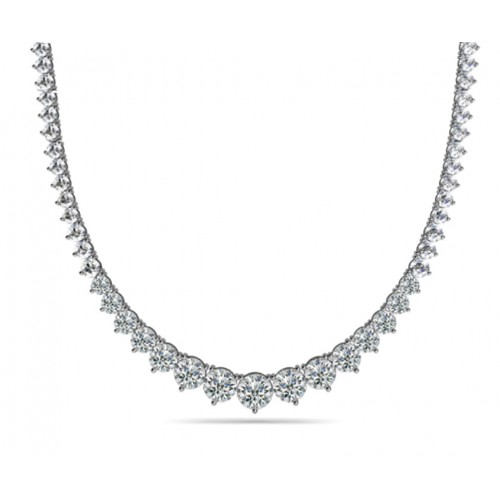 15.00 Ct Ladies Graduated Cubic Zirconia Necklace In 925 kt Silver 15.00 Ct Ladies Graduated Cubic Zirconia Necklace In 925 kt Silver