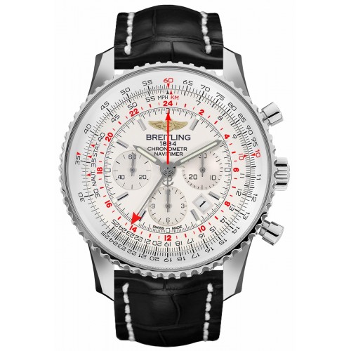 Breitling Navitimer GMT Mercury Silver Dial Men's Watch AB044121-G783-760P