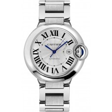 Cartier Ballon Bleu Guilloche Silver Dial Men's Dress Watch W69012Z4