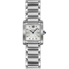 Cartier Tank Francaise Silver & Diamond Dial Women's Watch WE110007
