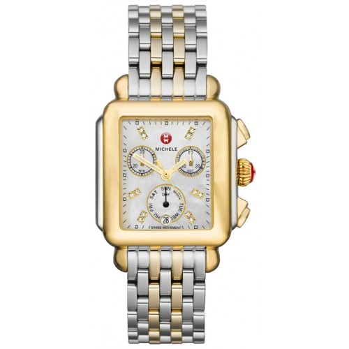 Michele Deco Pearl White & Diamond Dial Chronograph Ladies Watch MWW06P000122