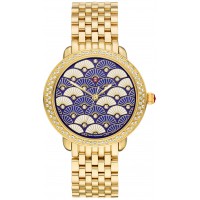 Michele Serein Mid Fan Patterned White & Blue Diamond Dial Ladies Fashion Watch MWW21B000102 Michele Serein Mid Fan Patterned White & Blue Diamond Dial Ladies Fashion Watch MWW21B000102