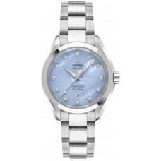 Omega Seamaster Aqua Terra Pearl Blue & Diamond Dial Women's Watch 23110342057002 Omega Seamaster Aqua Terra Pearl Blue & Diamond Dial Women's Watch 23110342057002
