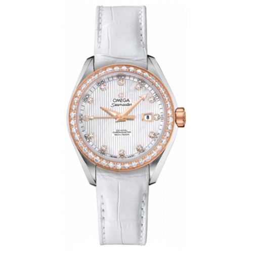 Omega Seamaster Aqua Terra 18k Rose Gold Women's Diamond Watch 23128342055002