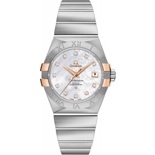 Omega Constellation Pearl White & Diamond Dial Ladies Luxury Watch 12320312055003
