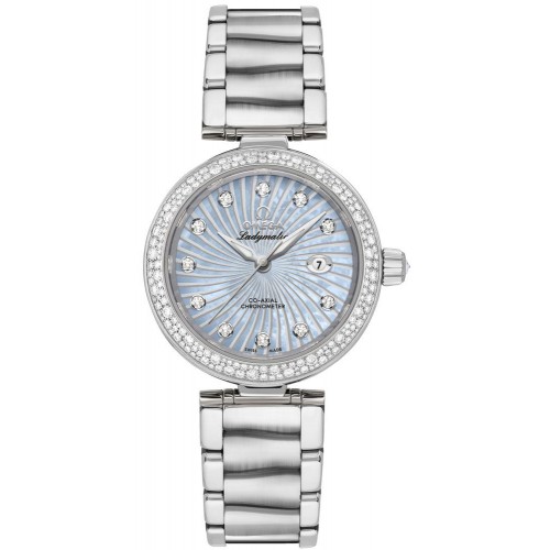 Omega De Ville Ladymatic Blue Pearl & Diamond Ladies Luxury Watch 42535342057002