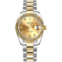 Rolex Datejust 31 Champagne Diamond Oyster Bracelet Watch 178273-CHPDO