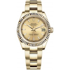 Rolex Datejust 31 Champagne Dial Fluted Bezel Gold Watch 178278-CHPSO Rolex Datejust 31 Champagne Dial Fluted Bezel Gold Watch 178278-CHPSO