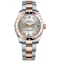 Rolex Datejust 31 Silver Diamond Oyster Bracelet Watch 178341-SLVDO