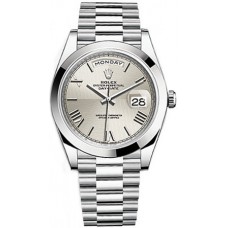 Rolex Day-Date 40 Silver Roman Numeral Platinum Watch Rolex Day-Date 40 Silver Roman Numeral Platinum Watch
