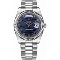 Rolex Day-Date 41 Wave Blue Dial Watch 
