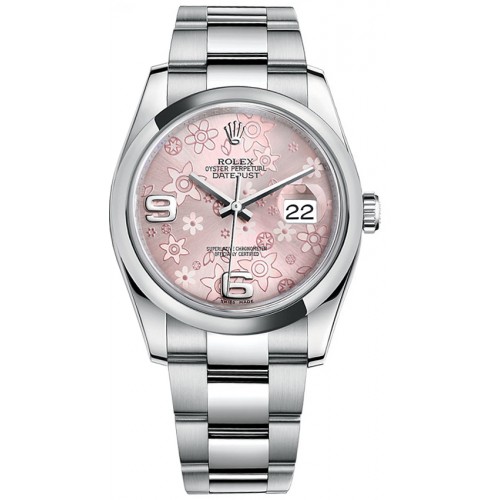 Rolex Datejust 36 Pink Floral Steel Watch 116200-PNKFDO