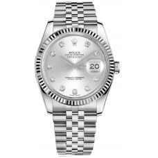 Rolex Datejust 36 Silver Diamond Dial Watch Rolex Datejust 36 Silver Diamond Dial Watch