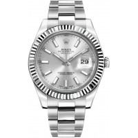 Rolex Datejust II 41 Automatic White Gold Bezel Watch 116334-SLVSFO