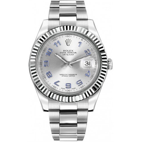 Rolex Datejust II 41 White Gold Fluted Bezel Men's Watch 116334-SLVAO