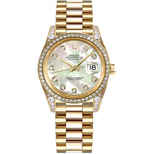 Rolex Datejust 31 Mother of Pearl Diamond Gold Watch 178158-MOPDP