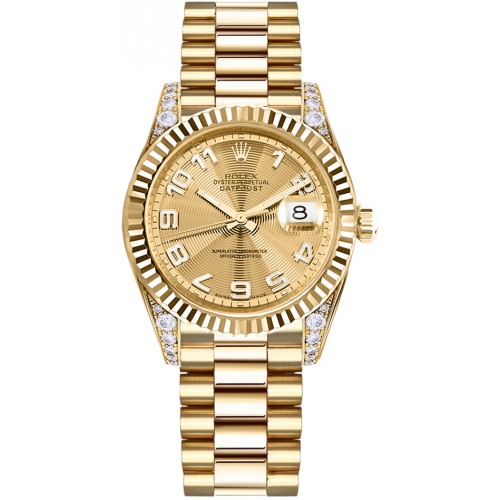 Rolex Datejust 31 Gold Diamond Women's Watch 178238-CHPCAP