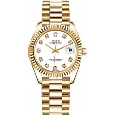 Rolex Datejust 31 White Diamond President Bracelet Gold Watch 178278-WHTDP Rolex Datejust 31 White Diamond President Bracelet Gold Watch 178278-WHTDP