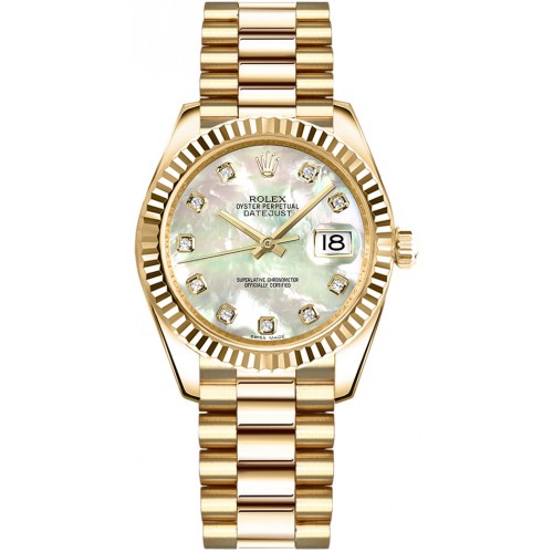 Rolex Datejust 31 Mother of Pearl Diamond Gold Watch 178278-MOPDP