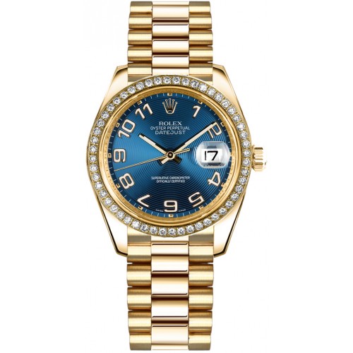 Rolex Datejust 31 Blue Dial Yellow Gold Watch 178288-BLUCAP