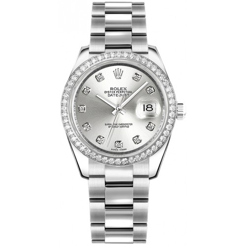 Rolex Datejust 31 Silver Diamond Oyster Bracelet Watch 