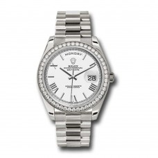 Rolex Day-Date 40 White dial, Diamond Bezel, President bracelet, White gold Watch 228349RBR wrp Rolex Day-Date 40 White dial, Diamond Bezel, President bracelet, White gold Watch 228349RBR wrp