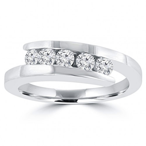 0.55 ct Ladies Round Cut Diamond Wedding Band in 14 kt White Gold 0.55 ct Ladies Round Cut Diamond Wedding Band in 14 kt White Gold