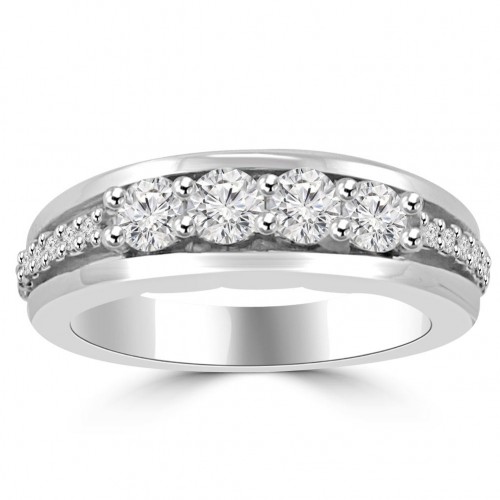 0.85 Ct Round Cut Diamond Wedding Band Ring In Prong Setting 0.85 Ct Round Cut Diamond Wedding Band Ring In Prong Setting