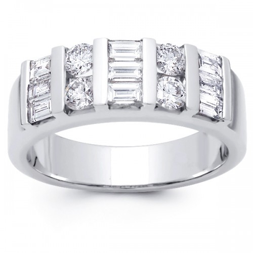 2.00 ct Baguette and Round Cut Diamond Wedding Band Ring