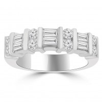 1.50 ct Baguette and Round Cut Diamond Wedding Band Ring