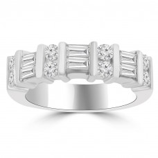 1.50 ct Baguette and Round Cut Diamond Wedding Band Ring 1.50 ct Baguette and Round Cut Diamond Wedding Band Ring
