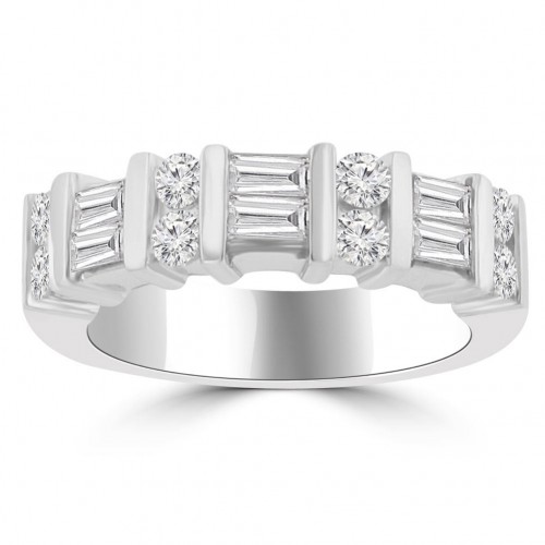1.50 ct Baguette and Round Cut Diamond Wedding Band Ring
