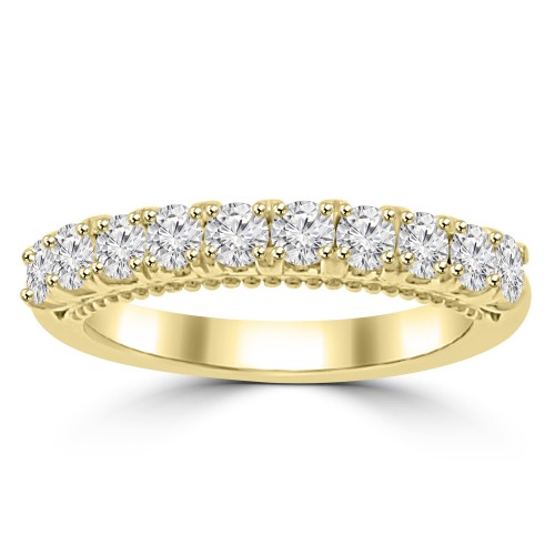 0.80 ct Ladies Round Cut Diamond Wedding Band in Prong Setting 14 kt Yellow Gold 0.80 ct Ladies Round Cut Diamond Wedding Band in Prong Setting 14 kt Yellow Gold