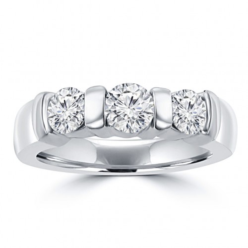 1.15 ct Round Cut Diamond Wedding Band Ring in 14 kt White Gold