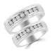 1.06 ct His & Hers Round Cut Diamond Wedding Band Ring Set in 14 kt White Gold 1.06 ct His & Hers Round Cut Diamond Wedding Band Ring Set in 14 kt White Gold