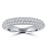1.25 ct Ladies Three Row Round Cut Diamond Wedding Band Ring in 14 kt White Gold 1.25 ct Ladies Three Row Round Cut Diamond Wedding Band Ring in 14 kt White Gold