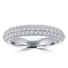 1.25 ct Ladies Three Row Round Cut Diamond Wedding Band Ring in 14 kt White Gold 1.25 ct Ladies Three Row Round Cut Diamond Wedding Band Ring in 14 kt White Gold