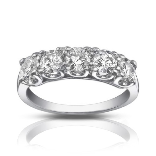 1.25 ct Five Stone Round Cut Diamond Wedding Band Ring