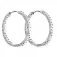 3.25 ct Round Cut Diamond Inside Outside Hoop Earrings 3.25 ct Round Cut Diamond Inside Outside Hoop Earrings