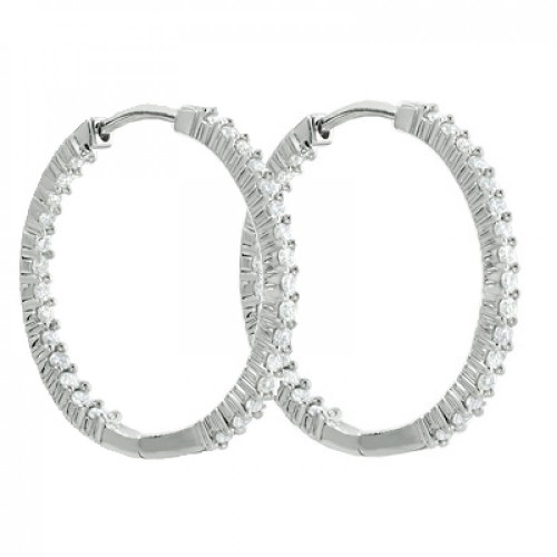 3.25 ct Round Cut Diamond Inside Outside Hoop Earrings 3.25 ct Round Cut Diamond Inside Outside Hoop Earrings