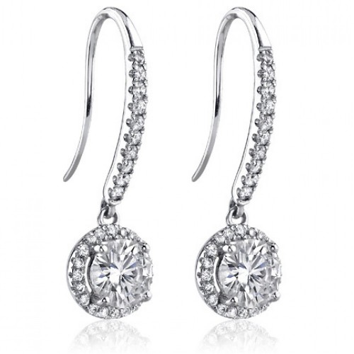 1.50 ct Ladies Round Cut Diamond Drop Earrings in White Gold 1.50 ct Ladies Round Cut Diamond Drop Earrings in White Gold