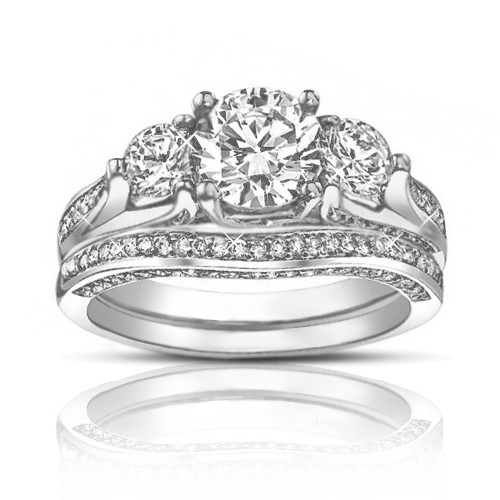 2.50 Ct TW Round Diamond Engagement Ring With Wedding Band 2.50 Ct TW Round Diamond Engagement Ring With Wedding Band