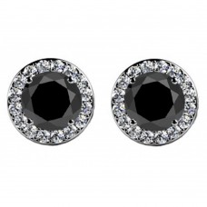 4.00 ct Round Cut Black Diamond Studs Earrings With Side Diamonds 4.00 ct Round Cut Black Diamond Studs Earrings With Side Diamonds