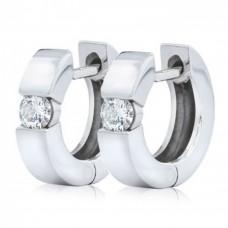 0.50 ct Ladies Round Cut Diamond Hoop Earrings in 14 kt White Gold 0.50 ct Ladies Round Cut Diamond Hoop Earrings in 14 kt White Gold