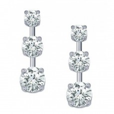 1.00 Ct Ladies Three Stone Diamond Drop Earrings 1.00 Ct Ladies Three Stone Diamond Drop Earrings