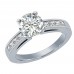 1.50 ct Ladies Round Cut Diamond Engagement Ring With Princess Cut's On the Side 