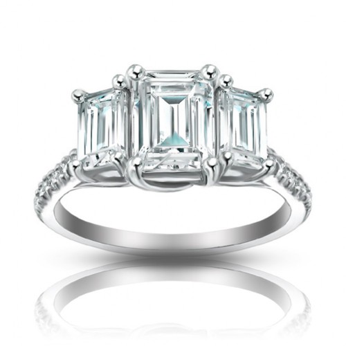 2.10 ct Ladies Emerald Cut Diamond Engagement Ring 