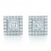 2.00 ct ttw Princess Cut Diamond Stud Earrings With Accented Diamonds 2.00 ct ttw Princess Cut Diamond Stud Earrings With Accented Diamonds